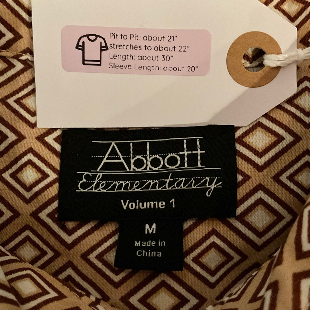 Abbott Elementary Diamond Print Button Down Shirt - Picture 12 of 13